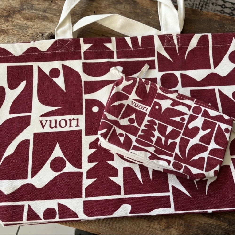 Vuori Strawberry & Cream Graphic Canvas Tote with Matching Pouch
